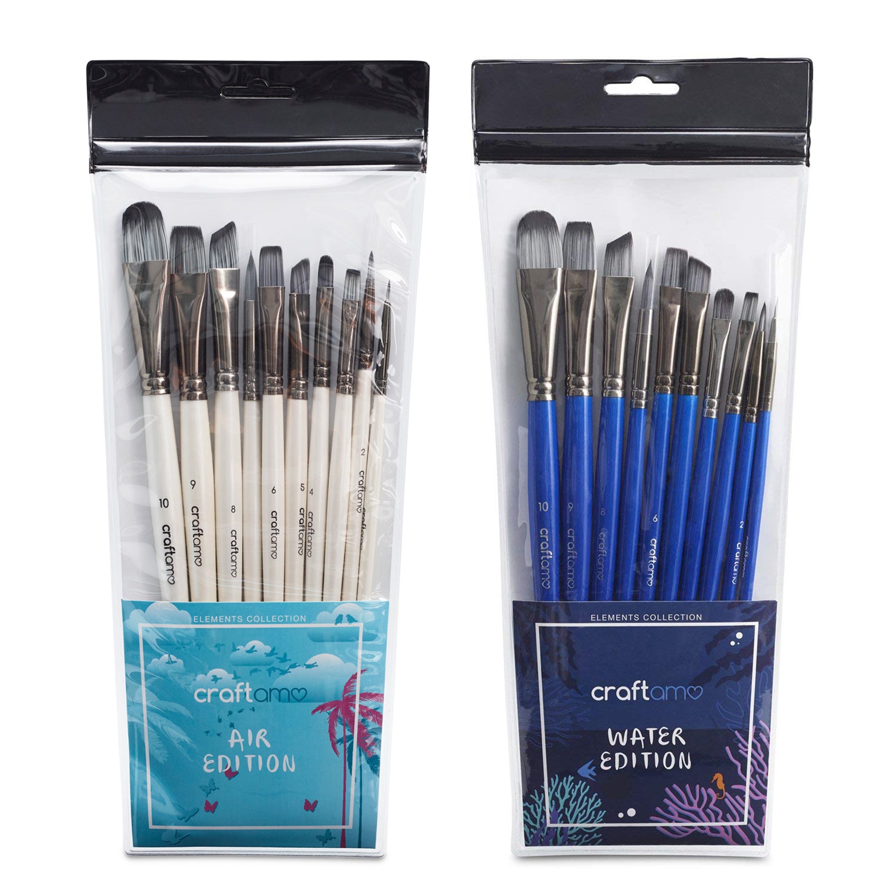 CRAFTAMO Brushes - Paint Brush Set for Watercolor, Acrylic, Oil