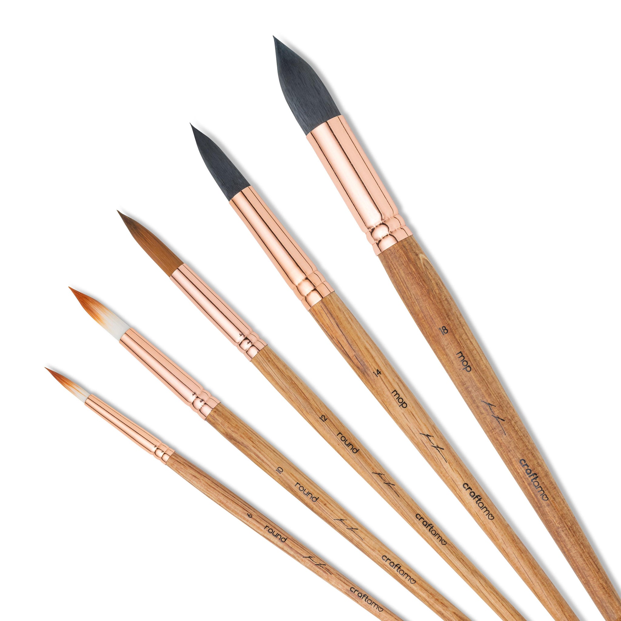 CRAFTAMO Brushes - Paint Brush Set for Watercolor, Acrylic, Oil
